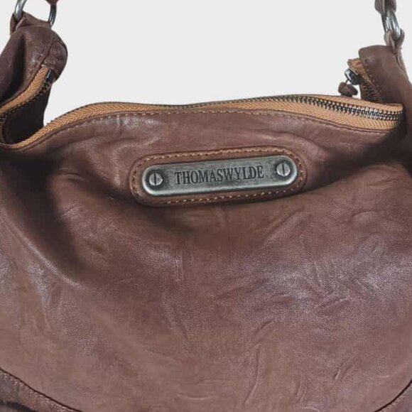 Thomas Wylde Brown Leather Studded Skull Large Hobo Bag Vintage Y2K - Picture 7 of 15